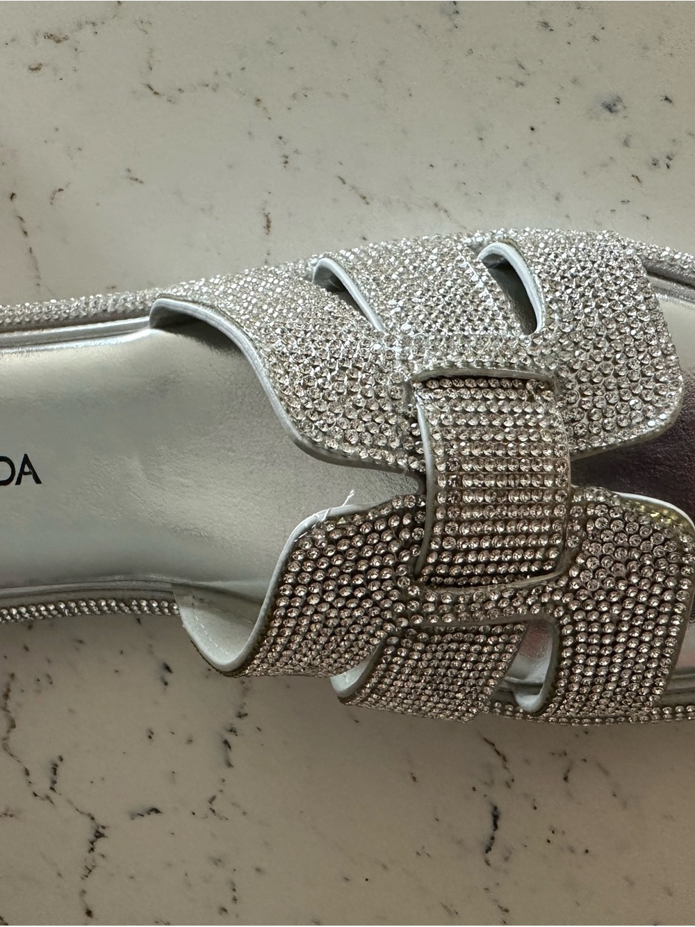 TOP MODA Silver Rhinestone Slide Sandals - Picture 2 of 4